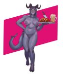 2020 2_horns 5_fingers absurd_res accessories_only accessory alcohol areola bangs barefoot beer beer_foam beer_glass beer_mug belly beverage big_areola big_breasts big_pupils biped black_horn breasts chubby_female chubby_humanoid cloven_hooves collarbone container deltoids demon demon_humanoid digital_media_(artwork) digital_painting_(artwork) eyebrows eyeshadow face-framing_tendrils feet female female_humanoid fingers flower_tattoo food forehead_tattoo front_view full-length_portrait furgonomics genitals glass glass_container glass_mug hair ham hand_on_hip hi_res holding_serving_tray hooves horn horned_humanoid humanoid humanoid_hands humanoid_pointy_ears knife knife_in_meat looking_at_viewer makeup meat medium_hair mug navel nipples nude nude_female nude_humanoid open_mouth open_smile parted_bangs pork portrait possumcrimes pupils purple_areola purple_body purple_breasts purple_ears purple_eyebrows purple_hair purple_mouth purple_nipples purple_pussy purple_skin purple_tail pussy pyran_linthe red_eyeshadow serving_tray simple_background slightly_chubby smile smiling_at_viewer solo spades_(suit) spiral_horn suit_symbol tail tail_accessory tailed_humanoid tattoo teeth tiefling unguligrade walking white_background white_pupils yellow_eyes yellow_sclera yellow_tattoo