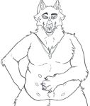 anthro belly_nipples briarlupine canid canine canis jewelry male mammal necklace overweight overweight_male sketch smile solo wolf