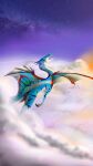 2019 absurd_res ambiguous_gender claws cloud digital_media_(artwork) dragon feral fexneel_(character) fexneel_denisse flying hi_res long_neck membrane_(anatomy) membranous_wings sky solo star starry_sky stripes wings