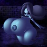absurd_res anthro big_breasts big_butt blue_body blue_hair blue_nipples blue_skin breasts butt cemetery chubby_female curvy_figure digital_drawing_(artwork) digital_media_(artwork) eyeless fan_character female female_focus floating ghost hair hi_res hourglass_figure huge_breasts huge_butt huge_thighs humanoid long_hair monster_girl_(genre) nipples nirriti nude nude_female original_content pudgy_belly shaded slightly_chubby smile smirk solo spirit thick_thighs wide_hips
