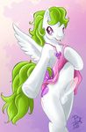  anthro baby_surprise babydoll balls crossdressing cutie_mark dress equine erection flashing girly hair hooves long_hair looking_at_viewer male mammal my_little_pony open_mouth pegasus penis peritian pink_eyes solo wings 