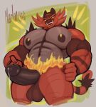 abs absurd_res balls black_body black_fur bodily_fluids erection felid feline front_view fur generation_7_pokemon genital_fluids genitals hi_res incineroar looking_at_viewer male mammal marlon.cores muscular muscular_male nintendo nipples nude pecs penis pokemon pokemon_(species) precum red_body red_fur solo