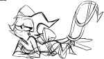 black_and_white demon helluva_boss horn humanoid imp looking_back male monochrome moxxie_(helluva_boss) pandaleafs seductive simple_background sketch solo tail white_background