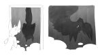 absurd_res anthro bat biped citra clothed clothing duo fur hal_(halbean) halbean hi_res male mammal monochrome pupils shirt slit_pupils tail topwear twerp_(halbean) upside_down