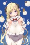  1girl :d animal_ears bangs bare_shoulders blonde_hair breasts deto elbow_gloves eyebrows_visible_through_hair gloves hair_ornament hairclip highres hololive horns large_breasts long_hair looking_at_viewer open_mouth purple_eyes sheep_ears sheep_horns smile solo tsunomaki_watame virtual_youtuber 