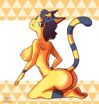 absurd_res animal_crossing animal_humanoid ankha_(animal_crossing) anthro breasts butt butt_pose cat_humanoid cinnamomo domestic_cat felid felid_humanoid feline feline_humanoid felis female fur hi_res humanoid looking_at_viewer mammal mammal_humanoid nintendo nude pose side_boob simple_background solo video_games yellow_body yellow_fur 