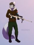  absurd_res anthro bitesize_art boots canid canine canis clothing eyewear footwear fox glasses gun hi_res hybrid male mammal military ranged_weapon rifle sniper sniper_rifle solo weapon wolf 