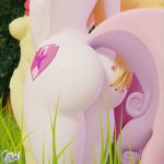  1:1 3d_(artwork) anthro apple_bloom_(mlp) big_breasts big_butt breasts butt casual_nudity digital_media_(artwork) equid equine female female/female friendship_is_magic grass group hand_on_butt hi_res horse mammal my_little_pony navel nipples nude outside pony quicktimepony rear_view scootaloo_(mlp) sweetie_belle_(mlp) 