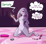  2020 anal_beads anthro breasts buttplug carrot_pen casual_nudity dildo disney ears_down english_text eyes_closed female fur genitals grey_body grey_fur hi_res holding_object inside judy_hopps kneeling lagomorph leporid mammal nipples nude pivoted_ears pussy rabbit sex_toy shero-chan solo text thought_bubble zootopia 