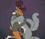  anthro anthro_on_anthro antlers beastars bottomless brown_body brown_fur canid canine canis cervid cervine clothed clothing duo ear_piercing ear_ring embracing fluffy fluffy_tail foreskin frottage fur genitals grey_body grey_fur handjob horn humanoid_genitalia humanoid_penis kneeling lawyerdog legoshi_(beastars) legwear louis_(beastars) male male/male mammal nude partially_retracted_foreskin penile penis penis_grab piercing red_deer sex side_view socks uncut wolf 