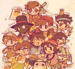  2girls 2others 4boys absurdres androgynous animal_on_head animification beanie bird bird_on_head black_hair black_skin bobby_(quackity_smp) braid brown_hair camera character_name chayanne child colored_skin commentary creature dapper_(quackity_smp) demon_boy dragon_boy dragon_girl dragon_tail dragon_wings egg english_commentary everyone facial_hair fist_bump gegg glasses gloves hair_ribbon hat headband heart highres juanaflippa leonarda_(quackity_smp) long_hair mask minecraft_youtube monster_boy multiple_boys multiple_girls multiple_others mustache on_head open_mouth peeco_0 personification pointy_ears propeller_hat quackity quackity_smp ramon_(quackity_smp) red_hat red_ribbon ribbon shirt skull_mask striped_clothes striped_shirt sword tail tallulah_(old_design)_(quackity_smp) tallulah_(quackity_smp) tilin top_hat trump_(quackity_smp) twin_braids weapon wings 