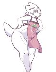  alphys anthro apron apron_only beady_eyes blush blush_stickers breasts buckteeth cleavage clothed clothing eyewear female food fruit genitals glasses hand_on_hip hi_res huge_hips leaning leaning_forward mostly_nude navel_outline non-mammal_breasts plant pussy reptile scalie small_breasts smile solo spot_color standing strawberry teeth thick_tail thick_thighs tsampikos undertale video_games wide_hips 