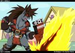  accessory anthro attack belt black_bars clothing crossover droll3 earth_pony equid equine gloves guilty_gear gunblade hair handwear headband horse jacket_vest leg_belt letterbox male mammal my_little_pony ponification pony ponyville sol_badguy solo spiky_hair standing wielding_weapon 