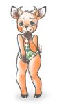  absurd_res animal_crossing anthro beau_(animal_crossing) bluebun bottomless cervid clothed clothing girly hi_res male mammal nintendo pinup pose shy simple_background solo suggestive video_games white_background 