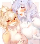  absurd_res anthro blush breasts canid canine female fur ginko0101 hair hi_res kemono looking_at_viewer mammal nude smile white_body 