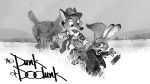  16:9 anthro arm_grab building canid canine clothing detailed_background disney duo ear_piercing english_text fox hi_res judy_hopps lagomorph leporid looking_at_another mammal mountain nick_wilde open_mouth outside paintkettle piercing police_uniform rabbit red_fox sky text uniform widescreen young zootopia 
