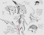  2019 absurd_res ambiguous_gender anthro big_tail concept ears_back ears_down ears_up english_text fin fireflufferz fish flat_chested gills group hi_res marine membrane_(anatomy) notes nude pivoted_ears shark sketch swimming teeth text thick_tail thick_thighs webbed_feet webbed_hands wide_hips wig 