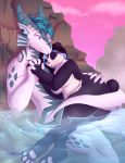  2017 absurd_res anthro azzunyr azzunyr_niverus breasts butt claws convenient_censorship cuddling dragon duo eyes_closed female giant_panda hair hand_holding hand_on_butt hi_res horn male male/female mammal multicolored_hair nude pawpads scalie two_tone_hair ursid 