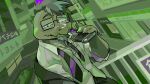 alcohol alcohol_bottle anthro beard beverage bottle bottomwear claws clothed clothing container crocodile crocodilian eyewear facial_hair glasses green_body hair hi_res looking_at_viewer male messy_hair necktie office_clothing open_clothing open_shirt open_topwear reptile scales scalie shirt slim solo text topwear undone_tie vetiver_n wearing_glasses