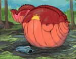 2014 air_inflation alligator alligatorid anthro boat body_inflation claws colored crocodilian detailed_background digital_media_(artwork) dorsal_ridge featherhead fishing_rod floating immobile inflation male markings motorboat_(boat) nude outside plant puffed_cheeks red_body red_scales reptile scales scalie solo spherical_inflation sun_(marking) surprise swamp tail tail_ridge toe_claws tree vehicle water watercraft
