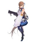  1girl artist_request bangs bare_shoulders blue_footwear blue_gloves blue_legwear blush breasts brown_eyes brown_hair cleavage closed_mouth defender_(girls_frontline) dress eyes_visible_through_hair flower full_body girls_frontline gloves gun hair_ornament hair_ribbon high_heels holding holding_gun holding_weapon long_hair medium_breasts multicolored multicolored_clothes multicolored_dress muscle muscular_female official_art ponytail ribbon shotgun sleeveless sleeveless_dress solo standing transparent_background trigger_discipline very_long_hair weapon yellow_flower 