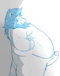 2020 alpha_channel belly_overhang blue_body blue_eyes blue_fur blueblu felid fur genitals hi_res leon_(fursona) lion male mammal obese overweight pantherine penis simple_background simple_shading smile smug solo thick_thighs transparent_background white_body 