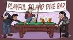  16:9 alcohol banner beer beverage billiard_table clothed clothing english_text group human human_only male mammal not_furry text trevor-fox widescreen 