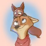  1:1 anthro bad_guy_cafe blue_eyes brown_body brown_eyes brown_fur canid canine duo female fox fur male mammal orange_body orange_fur qalcove qalcove_(character) rodent scarf sciurid ziegelzeig_zoona 
