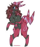  antennae_(anatomy) anthro anthrofied arthropod big_breasts black_body black_fur blue_eyes blush breasts brown_hair eyelashes featureless_breasts featureless_crotch female fur hair hi_res huge_breasts nintendo non-mammal_breasts nude pok&eacute;mon pok&eacute;mon_(species) princessnapped red_body red_fur scolipede simple_background solo video_games white_background wide_hips 