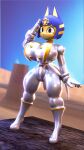 3d_(artwork) absurd_res animal_crossing ankha_(animal_crossing) ankha_(hazeker) anthro big_breasts black_eyes blender_(artwork) blue_body blue_fur blue_hair blurred_background bodysuit boots breasts clothing detailed_background digital_media_(artwork) disney domestic_cat felid feline felis female footwear fur gesture gesturing_at_viewer glistening glistening_bodysuit glistening_clothing glistening_latex glistening_skinsuit gloves hair handwear hi_res high_heeled_boots high_heels kim_possible latex latex_clothing latex_gloves latex_handwear latex_skinsuit latex_uniform looking_at_viewer mammal military_uniform multicolored_body multicolored_fur nintendo palisal rubber_clothing salute shego shoes skinsuit solo tail tight_clothing two_tone_body two_tone_fur uniform white_bodysuit white_clothing white_gloves white_handwear white_latex white_skinsuit wide_hips yellow_body yellow_fur