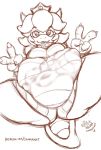  after_vore anthro belly big_belly breasts collar cownugget female gesture group hi_res horn koopa mario_bros monochrome nintendo princess_koopa scalie simple_background spiked_collar spikes spread_legs spreading toad_(mario) v_sign video_games vore white_background 