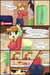  &lt;3 &lt;3_eyes 2:3 absurd_res anthro apple banana big_butt blush bowl breasts butt cleavage clothed clothing comic cream_heart_(mlp) dialogue english_text equid equine fan_character female food fruit hi_res horse mammal mature_female my_little_pony phone plant pony rear_view text thecoldsbarn 