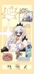  1girl absurdres annihilape blonde_hair breasts commentary dafenpipixia detached_collar eri_(pokemon) facepaint grey_eyes grin highres long_hair looking_at_viewer mankey marshtomp necktie orange_necktie paldean_wooper pokemon pokemon_(creature) pokemon_sv smile swinub team_star teeth vest white_vest 