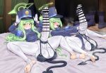  2girls armband bar_censor black_hair black_jacket black_shorts black_tail blue_archive blue_armband boots buttons censored double-breasted earrings erection feet futanari futanari_masturbation gloves green_hair green_halo halo hat highres hikari_(blue_archive) huge_penis jacket jewelry long_hair long_sleeves looking_at_viewer lying masturbation multiple_girls nasuta5mamma no_shoes nozomi_(blue_archive) on_back open_mouth pantyhose peaked_cap penis pointy_ears precum shorts siblings sisters smile stirrup_legwear tail toeless_legwear tongue tongue_out unworn_boots veins veiny_penis very_long_hair white_gloves white_pantyhose yellow_eyes 