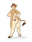  3:4 anthro big_breasts big_butt bovid bovine breasts butt cattle ear_piercing ear_ring female hooves jacqueline_(nicnak044) mammal nipples piercing pinup pinup_pose pose side_boob solo thetiedtigress 