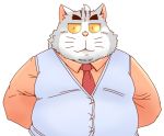  2019 anthro clothing felid feline kemono male mammal necktie overweight overweight_male pink_nose shirt simple_background solo topwear toshi_(artist) white_background 