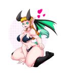  &lt;3 big_breasts breasts cleavage clothed clothing demon demon_humanoid female green_eyes hi_res holding_butt humanoid humanoid_pointy_ears kneeling solo teaspoon 