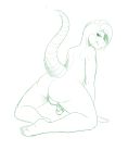 absurd_res anthro backsack balls butt clover_(artist) genitals hi_res kneeling lizard looking_back lord_reptilian male monochrome nude penis pinup pose presenting reptile scalie smile solo 