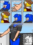  3:4 anthro blue_body blue_fur bluewavecon breasts canid canine clothing crossgender duo english_text eulipotyphlan female female/female fox fur hair hedgehog mammal mature_female mother parent profanity rosemary_prower simple_background sonic_the_hedgehog sonic_the_hedgehog_(series) text video_games 