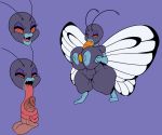  absurd_res anthro arthropod ber00 big_breasts blue_lips blue_nipples breasts butterfree fangs fellatio female floating_head hi_res huge_breasts insect insect_wings large_tongue lips nintendo nipples non-mammal_breasts oral penile pok&eacute;mon pok&eacute;mon_(species) purple_body purple_skin red_eyes sex short_stack solo thick_thighs titfuck video_games white_wings wings 