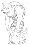 after_transformation anthro bodily_fluids canid canine claws clothed clothing disappointed dogbomber dress ear_piercing ear_ring female footwear fur growth leggings legwear long_socks mammal monochrome mythological_canine mythological_creature mythology piercing ring_piercing sharp_teeth socks solo sweat sweatdrop teeth torn_clothing werecanid werecanine werecreature werewolf