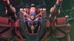  absurdres armor bichiguso_un563 colony_interior glowing glowing_eyes gundam gundam_gquuuuuux highres looking_at_viewer mecha mecha_focus mobile_suit portrait purple_eyes red_armor red_gundam robot sword sword_on_back v-fin weapon weapon_on_back 