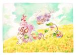 &gt;_&lt; ._. apple arbok bag_on_head basket bindle blue_sky blush blush_stickers border bread brown_bag closed_eyes closed_mouth cloud coin colored_pencil_(medium) commentary day english_commentary fangs field floating floral_print flower flower_field food from_side fruit gas gold highres holding holding_basket holding_picnic_basket koban_(gold) meowth multiple_heads no_humans open_mouth outdoors painting_(medium) picnic_basket pokemon pokemon_(anime) pokemon_(classic_anime) pokemon_(creature) pokemon_focus red_bag sky standing team_rocket teeth traditional_media victreebel watercolor_(medium) weezing white_border wobbuffet yellow_flower yukichi_0611 