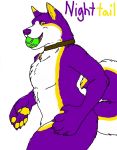  anthro big_feet big_hands canid canine canis domestic_dog feet fur husky male mammal nordic_sled_dog paws playful purple_body purple_fur solo spitz thick_thighs unknown_artist 