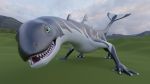  16:9 3d_(artwork) 4k absurd_res ambiguous_gender angry cetacean delphinoid digital_media_(artwork) dragon feral grass hi_res hybrid mammal marine miraroo monster oceanic_dolphin orca outside racf92 solo toothed_whale whiteperson widescreen 