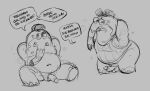 2025 anteater anthro belly clothing dialogue hat headgear headwear lautaro male mammal mayku monochrome moobs musk nipples overweight overweight_male pilosan shirt simple_background sitting solo spanish_text text topwear xenarthran