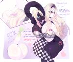 2025 2_heads absurd_res ball_inflation balls belly belly_on_head beverage big_balls big_breasts black_body black_bottomwear black_clothing black_eyeshadow black_pants black_skin blonde_hair blue_eyes bottle bottomwear breasts cellphone cleavage clothed clothing container demon demongirl_demoness dialogue digital_drawing_(artwork) digital_media_(artwork) duo electronics eyeshadow fellatio female genitals gradient_hair hair helluva_boss hi_res holding_cellphone holding_object holding_phone humanoid leggings legwear lemonade leviathan_(helluva_boss) long_hair long_neck makeup male male/female mammon_(helluva_boss) marine multi_head oral overweight overweight_male pants penile phone pink_hair sex sitting urethral white_body white_skin yellow_eyes