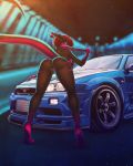  anthro baseball_bat bat_(object) bent_over breasts butt car catherinemeow dragon female genitals hi_res looking_at_viewer looking_back nissan nude outside presenting presenting_hindquarters pussy solo vehicle 