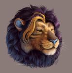  2020 blue_nose digital_media_(artwork) eyes_closed felid goldendruid headshot_portrait lion mammal pantherine portrait smile whiskers 