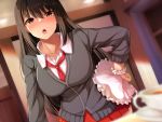  brown_eyes brown_hair long_hair nicoby original school_uniform 